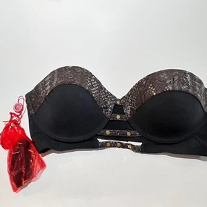 Reggiseno Red Carter ferretto taglia M pitone taglio anteriore nero rivetti imbottiti nuovo senza etichette - Foto 1 di 7