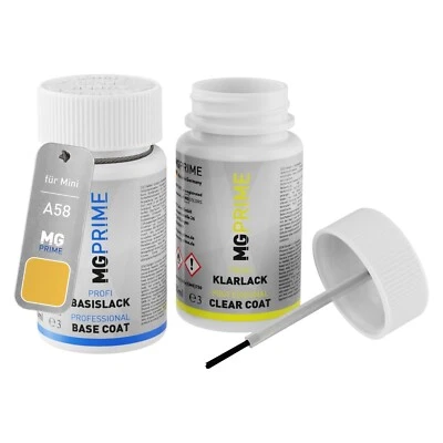 Autolack Lackstift Set für Mini A58 Mellow Yellow Basislack Klarlack je 50ml - Bild 1 von 4