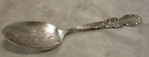 Antique Sterling Silver Spoon Austin, Texas Ornate Souvenir State Capitol Cover
