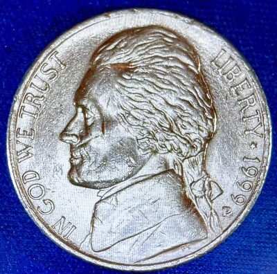 1999-P Jefferson 5c FS Doubled Obv & Rvs P/P  Mint Mark & Obv Die Crack  - Image 1 of 4