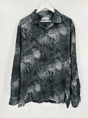 Tommy Bahama Mens Button Down Shirt Large Luminescent Frond Silk Hawaiian Tropic - Image 1 of 4
