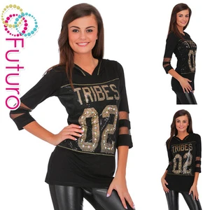 Ladies Black Top Mesh Sleeves Hoodie Jumper Blouse Pullover Sizes 8-14 FC2051 - Picture 1 of 6