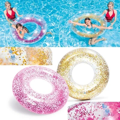 AUSWAHL: Intex Schwimmring Glitzer - XXL Schwimmreifen Glitter Lounge Gold Pink - Bild 1 von 2
