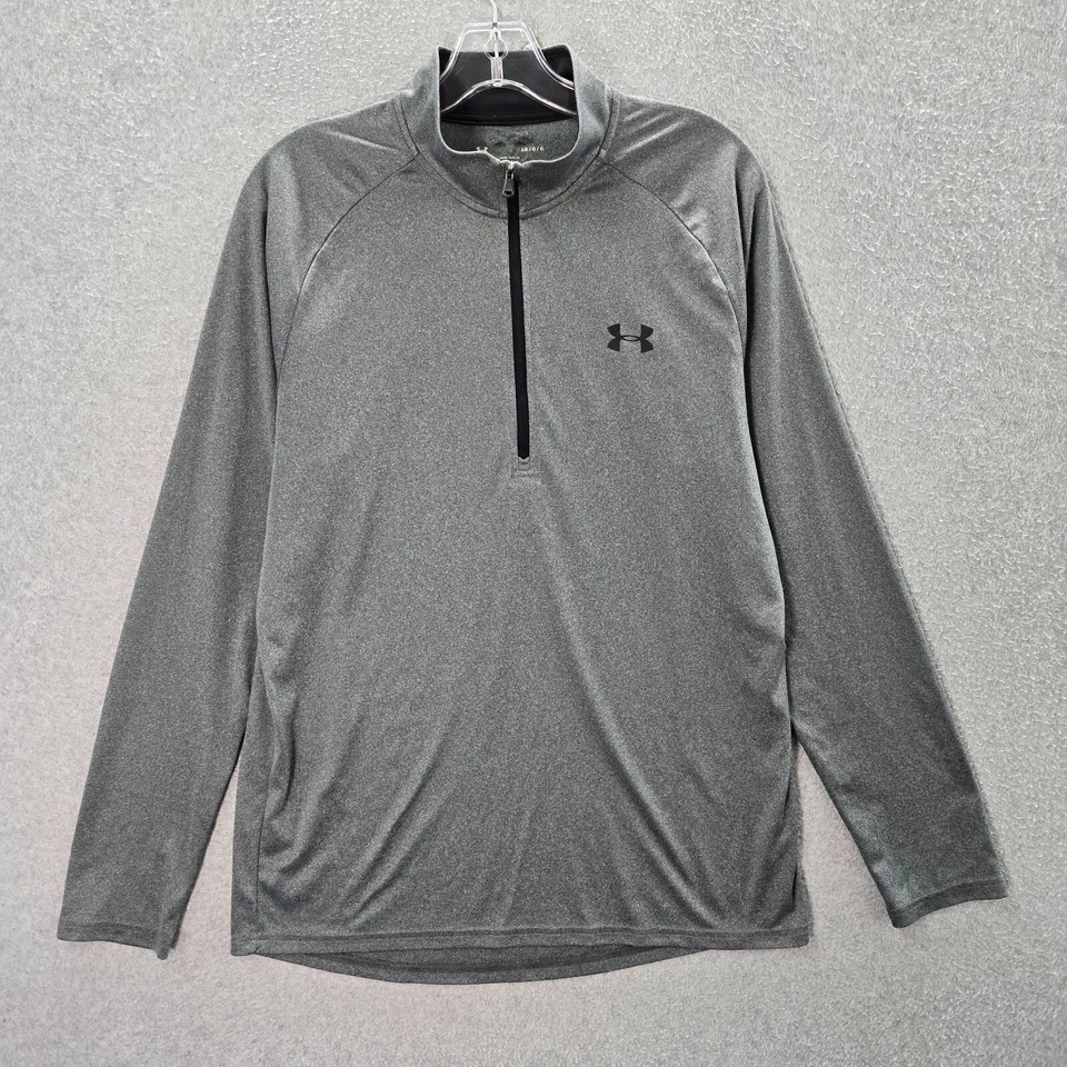 Camisa Under Armour Hombres Ropa Activa Grande Gris Logo HeatGear 1/2 Cremallera Rendimiento Foto 1 de 4