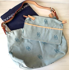 Borsa hobo firmata Dooney & Bourke nuova senza etichette vintage tela borsa rimovibile blu cielo - Foto 1 di 23