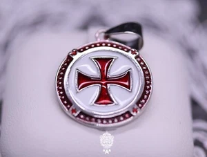 Colgante Cruz Roja Colgante Caballero Templario Cruz Colgante Plata - Imagen 1 de 5