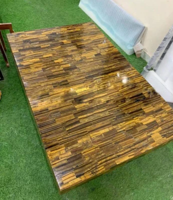 Custom Made Tiger Eye Gemstone Dining Table Top Handmade Arts Decors - Image 1 of 4