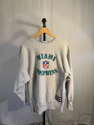 Sudadera De Colección Miami Dolphins Champion Tejido Inverso Cuello Redondo XL Hecha en EE. UU. Foto 1 de 4