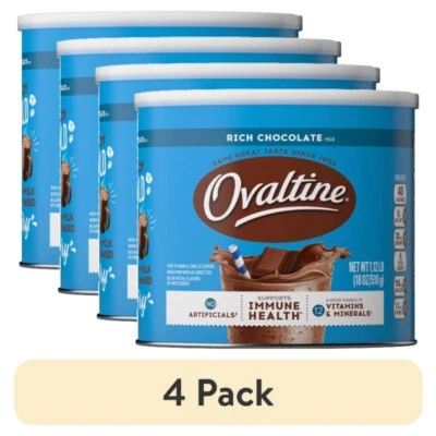 Paquete de 4 mezclas de bebidas en polvo ricas en chocolate ovaltinas para leche caliente y fría Foto 1 de 4