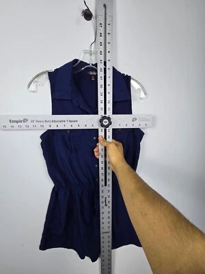 Be Bop 女式连身裤中号蓝色牛仔腰无袖纽扣前襟 — 第 1/4 张图片