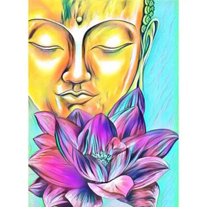 5D DIY Full Round Drill Diamond Painting Buddha Lotus Decor Art Craft 50x60cm DE - Bild 1 von 12