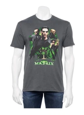 The Matrix | Movie Keanu Reeves Graphic Print Short Sleeve Gray T Shirt Sz M NWT - Image 1 of 4