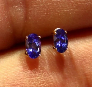 .47CT 14K Gold Natural AAA Grade Tanzanite Stud Engagement Earrings Vintage - Picture 1 of 3