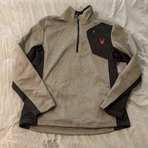 Spyder Jacket Mens Large Gray Red Black 1/2 Zip Pullover Coat Outdoor Skiing - Picture 1 of 9