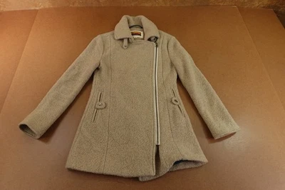 Chaqueta Abrigo Brooklyn Industries Mujer XS Beige Mezcla Lana Asimétrica Cremallera Guisante Foto 1 de 4