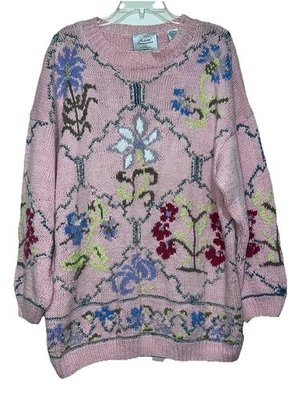 Suéter Vintage Express Tejido a Mano Cie Internationale Años 90 Rosa Para Mujer’s Mediano Foto 1 de 4