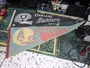 Houston Oilers & Oakland Raider Exact WORN Pennant Vintage NFL Over 24 Inches - Picture 1 of 18