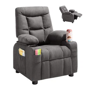 Uimoso Kids Reclining Chair Toddler Recliner with Cup Holders and Pockets (Grey) - Picture 1 of 12