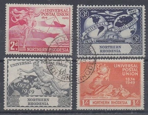 RHODESIA NORTHERN 1949 75th ANNIVERSARY UPU SET (x4) USED (ID:877/D65879) - Picture 1 of 1