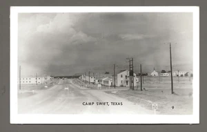 CAMP SWIFT Texas – 1940s RPPC WWII-Era Military Camp Barracks Chapel Street View - Picture 1 of 2