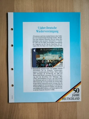 O 3020 12.94 Telefonkarte 50 Jahre Deutschland mit Albumblatt Mint - Bild 1 von 2