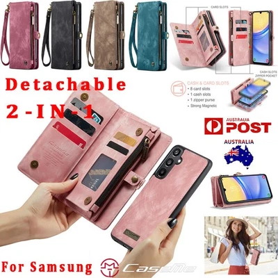 For Samsung A55 A35 A25 A15 A54 A14 Zip Wallet Magnetic Leather flip back Cover - Image 1 of 4