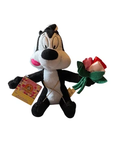 New Looney Toons Pepe Le Pew Rose Bouquet And Lipstick Kiss Stuffed Plush 10" - Picture 1 of 13