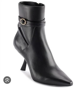 Karl Lagerfeld Paris Karly Pointy Toe Boot Bootie Black Leather Size 9 NEW - Picture 1 of 10