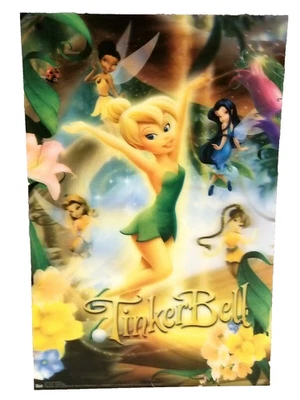 Póster arte pictórico lenticular 3D vintage raro de Disney Tinkerbell 17" X 11" Foto 1 de 4
