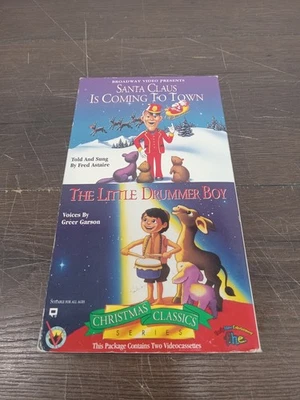 SANTA CLAUS IS COMING TO TOWN & THE LITTLE DRUMMER BOY 2 Vhs Video Tape Set - Image 1 of 4