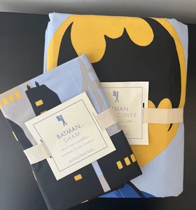 Funda nórdica Pottery Barn Kids Batman algodón tamaño doble y farsa a juego nueva con etiquetas - Imagen 1 de 6