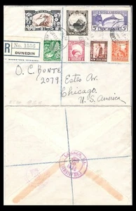 NEW ZEALAND 1936 REGISTERED COVER TO USA BEARING PICTORIALS (JF) - Picture 1 of 1
