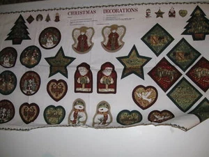 Fabric panel 14 CHRISTMAS DECORATIONS ORNAMENTS cloth Cut Sew & Stuff - Picture 1 of 4