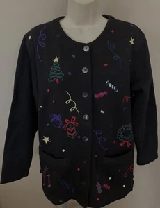 Talbots Petites WEIHNACHTEN SWEATSHIRT JACKE Strickjacke PS Holiday Stitching - Bild 1 von 1