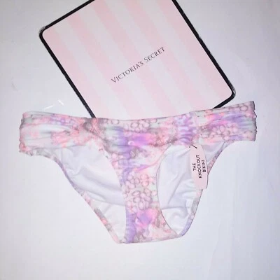Victoria Secret Swim Bikini Bottom Knockout Side Ruffle Solid Stripe Floral - Image 1 of 4
