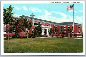 Casper Wyoming 1930s Postcard Memorial Hospital Flag - Picture 1 of 2
