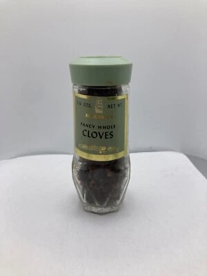 Vintage McCormick Spice Jar Bottle Sage Green Lid & Label Fancy Whole Cloves - Image 1 of 4