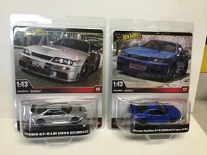 HOT WHEELS 1:43 PREMIUM NISSAN SKYLINE GT-R (BNR34) R34 NISMO & (BCNR33) R33 GTR - Picture 1 of 6