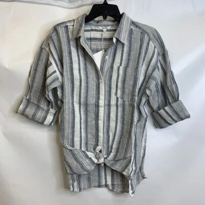 SPLENDID Bowen Button Down Shirt Women's Size S Grey Mist Stripe - Image 1 of 4