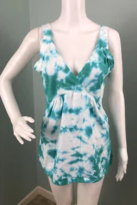 Women's Luna Luz Turquoise/White Tie-Dye Tank Top Size XL NWT - Picture 1 of 11