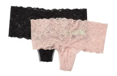 HONEYDEW 745299 Package of 2 LADY IN LACE THONG ~ BLACK & CAFE ~ L, XL ~ NWT $32 - Image 1 of 4