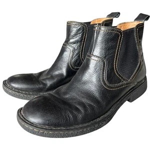 NICE BORN Black Leather Pull On Elastic CHELSEA Ankle Boots M3714 Mens Sz 8.5 - Picture 1 of 13
