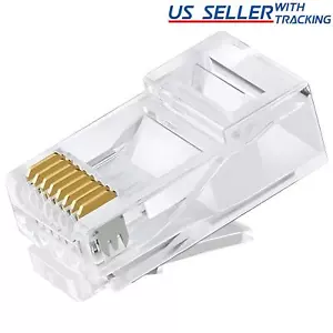 100pcs RJ45 Modular Plug Network Cable LAN Connector Plug End 8P8C CAT5 CAT5E - Afbeelding 1 van 7