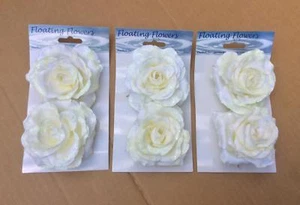 Paquete de x6 rosas flotantes crema/blanco flores de seda artificial boda - Imagen 1 de 2