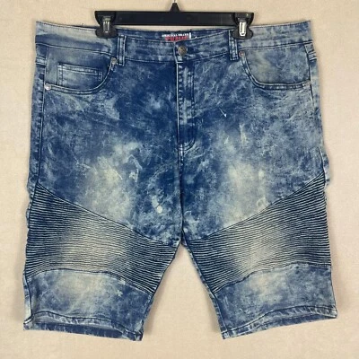 Pantalones Cortos de Denim Chams Jeans Para Hombres 40 Lavado Ácido Azul Elastizados Tiro Medio Calce Ajustado Foto 1 de 4