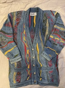 Coogi Blues Clothing Cardigan Mens S 3D Knit Cosby Bright Biggie Colorful Rare - Picture 1 of 15