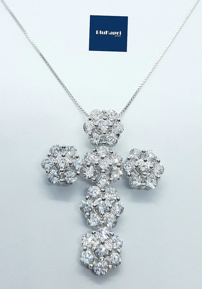 Ciondolo Croce gioiello Donna  in argento 925 con zirconi + catenina omaggio - Immagine 1 di 4