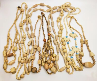 9 x Holzkette - Neu - Natur Farben / Kette Sammlung Konvolut Schmuck Auflösung  - Bild 1 von 4