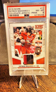2018 Score Patrick Mahomes PSA 8 Patch Jersey "2017 NFL Draft"  12/25 Low POP