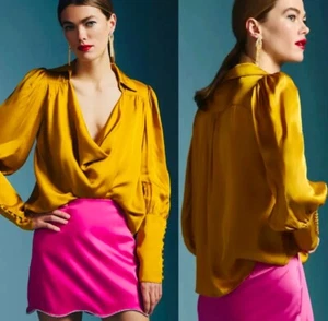 ANTHROPOLOGIE MAEVE BLUSA CUELLO CAPUCHA AMARILLO OSCURO TALLA XXS~NUEVA CON ETIQUETAS - Imagen 1 de 9